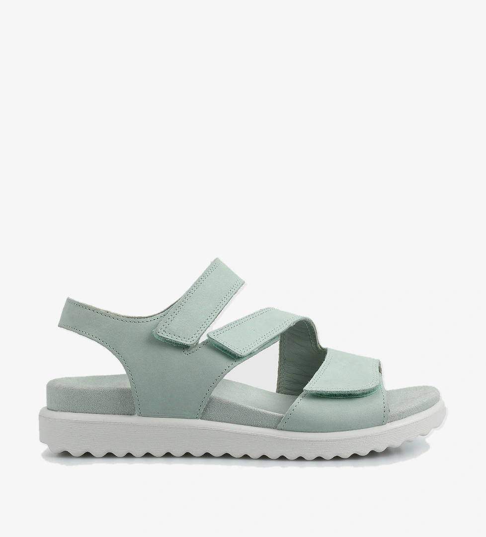 Yeşil Deri Kadın Düz Sandalet - Görsel 1