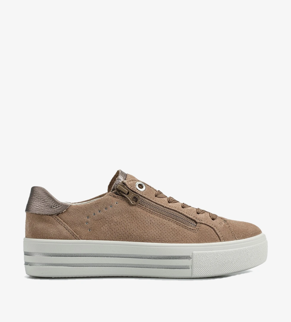 Bej Deri Kadın Sneaker