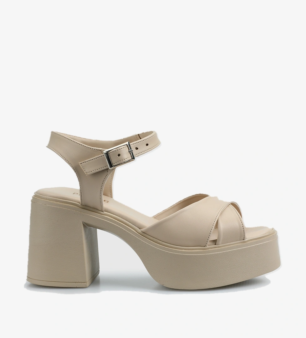 Bej Kadın Topuklu Sandalet - Görsel 1