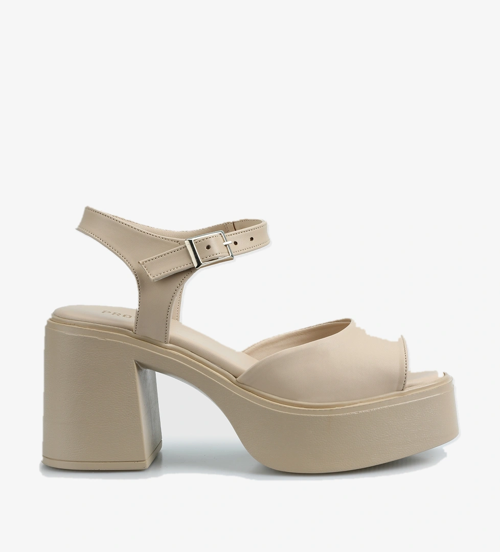 Bej Kadın Topuklu Sandalet - Görsel 1