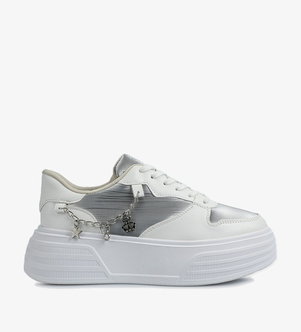 Beyaz-Gri Kadın Sneaker - Görsel 1