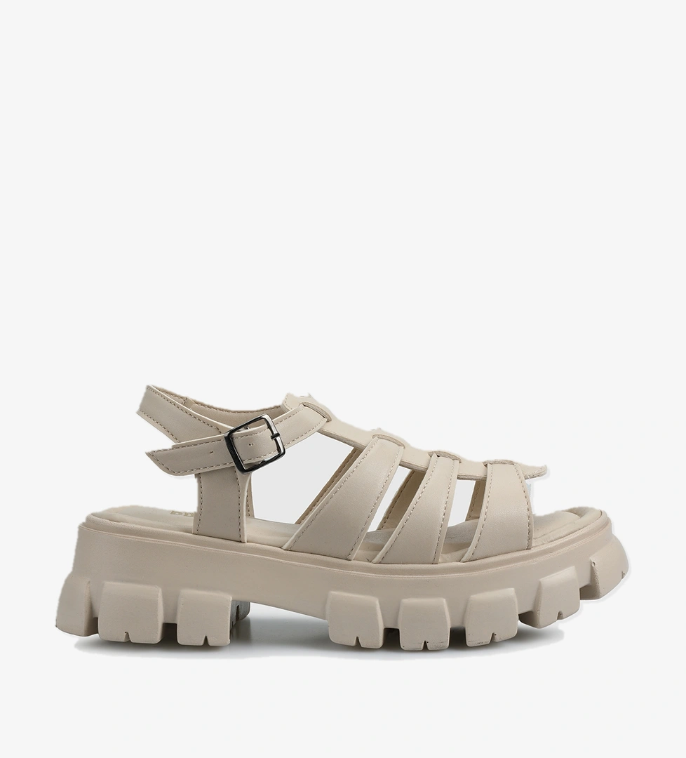 Krem Kadın Düz Sandalet - Görsel 1