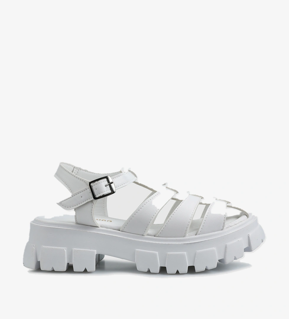 Beyaz Kadın Düz Sandalet - Görsel 1