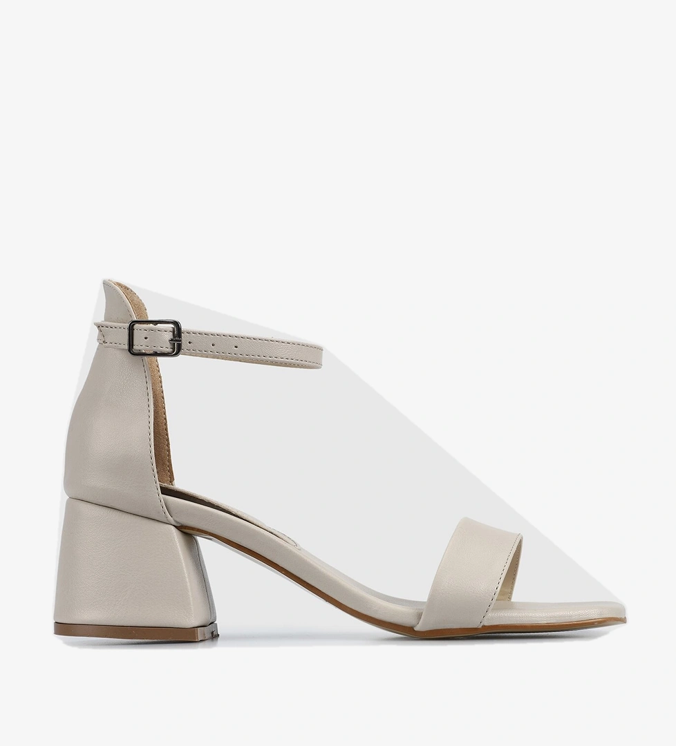 Ekru Kadın Topuklu Sandalet - Görsel 1
