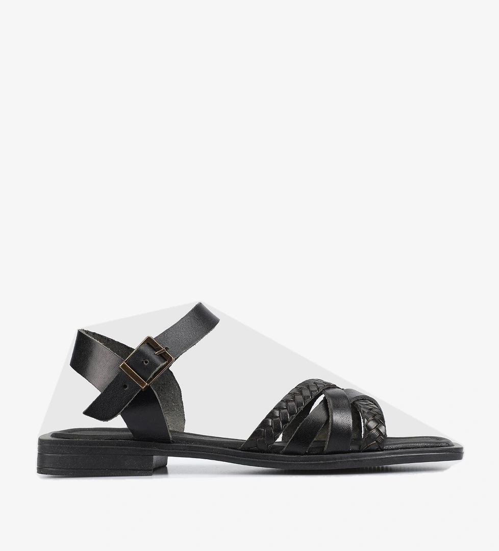 Siyah Kadın Düz Sandalet - Görsel 1