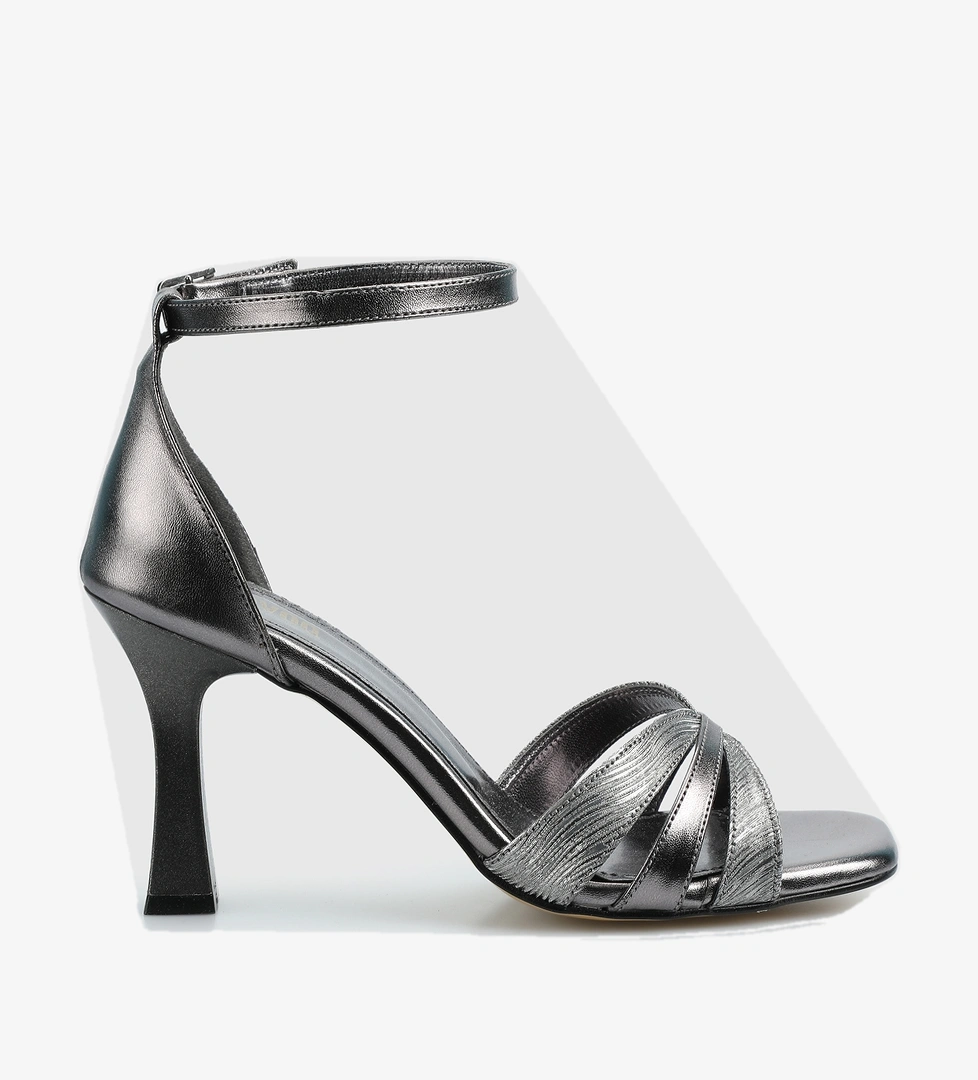 Platin Kadın Topuklu Sandalet - Görsel 1