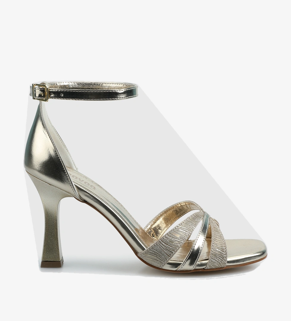 Altın Kadın Topuklu Sandalet - Görsel 1