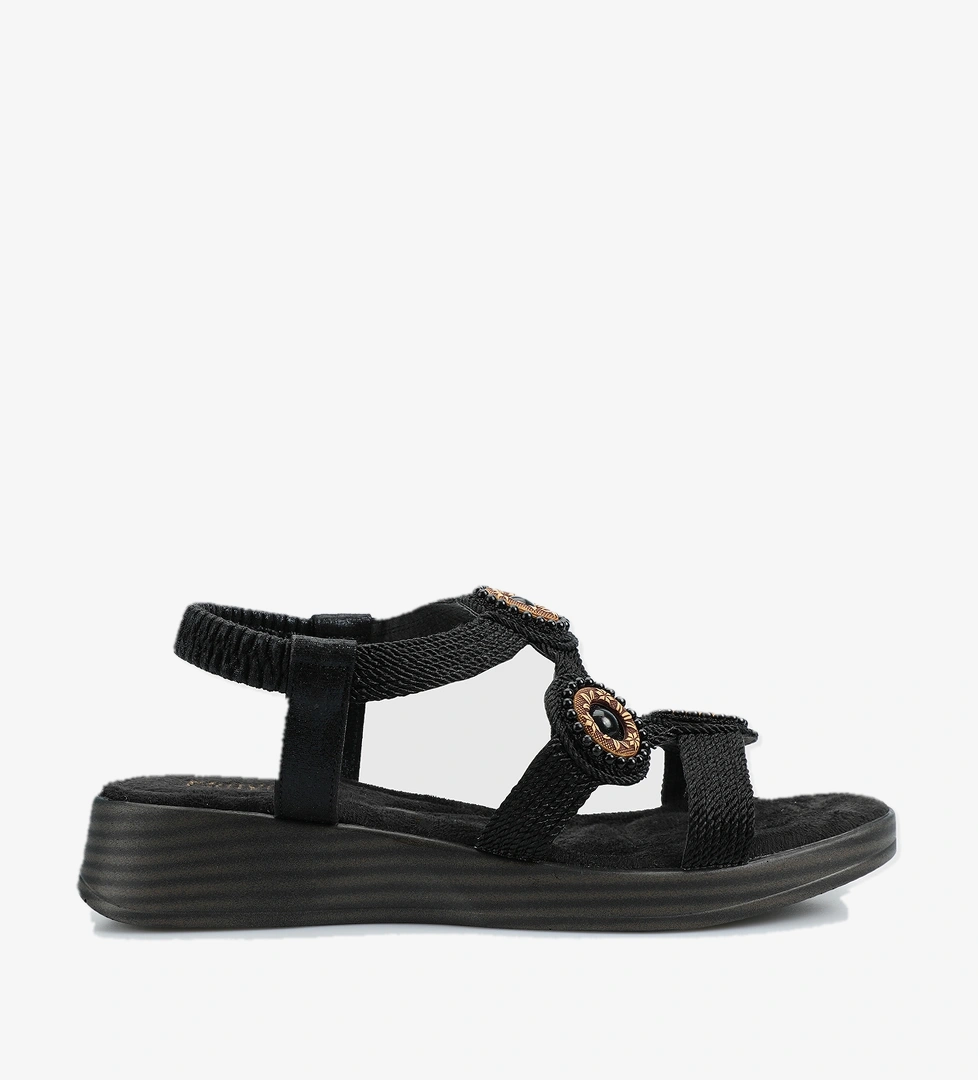 Siyah Kadın Düz Sandalet - Görsel 1