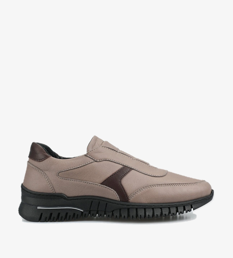 Vizon Deri Kadın Sneaker - Görsel 1