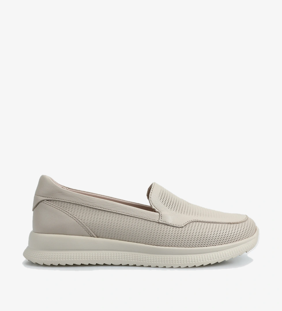 Bej Deri Kadın Ayakkabı - Görsel 1