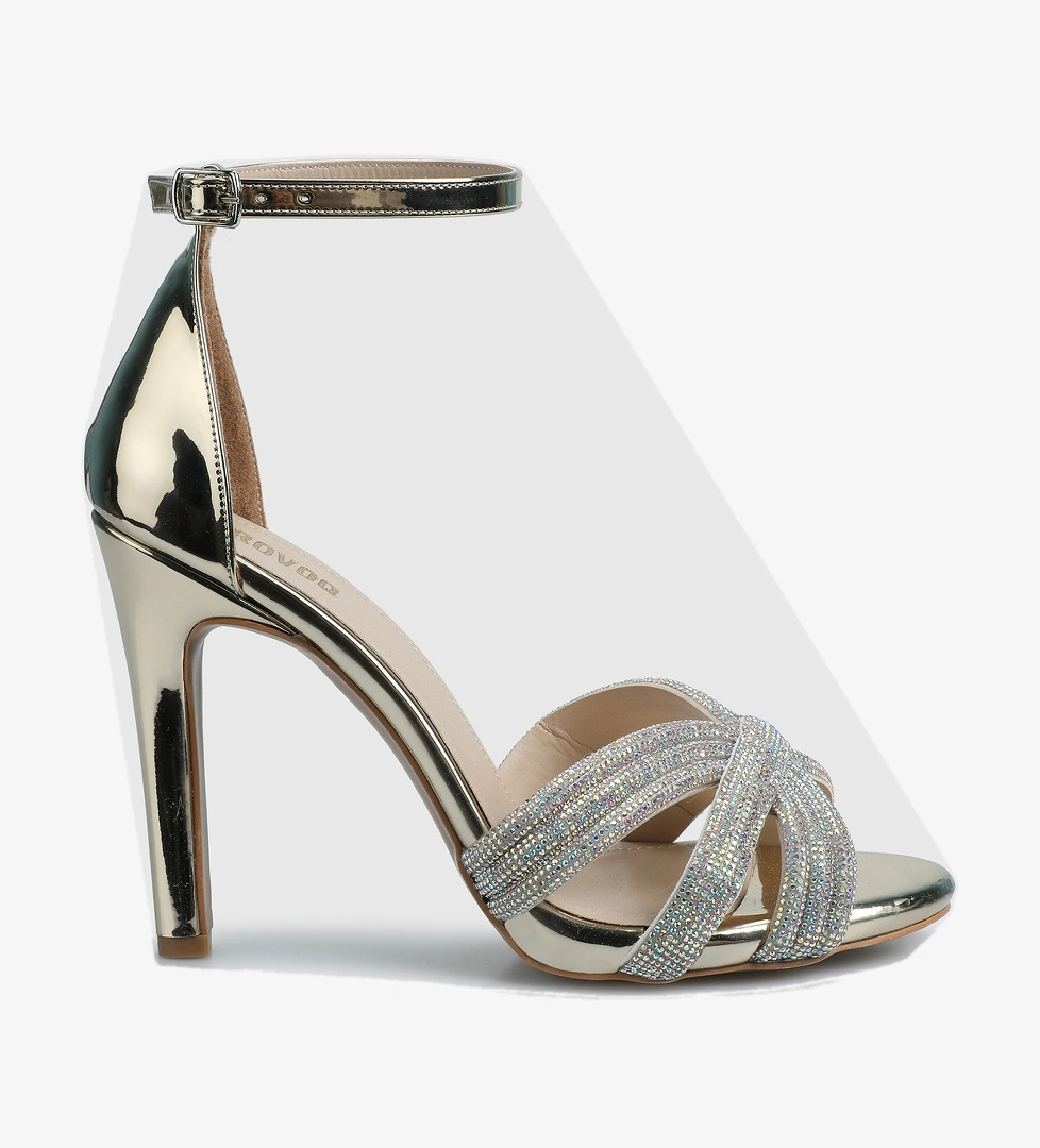 Altın Kadın Topuklu Sandalet - Görsel 1