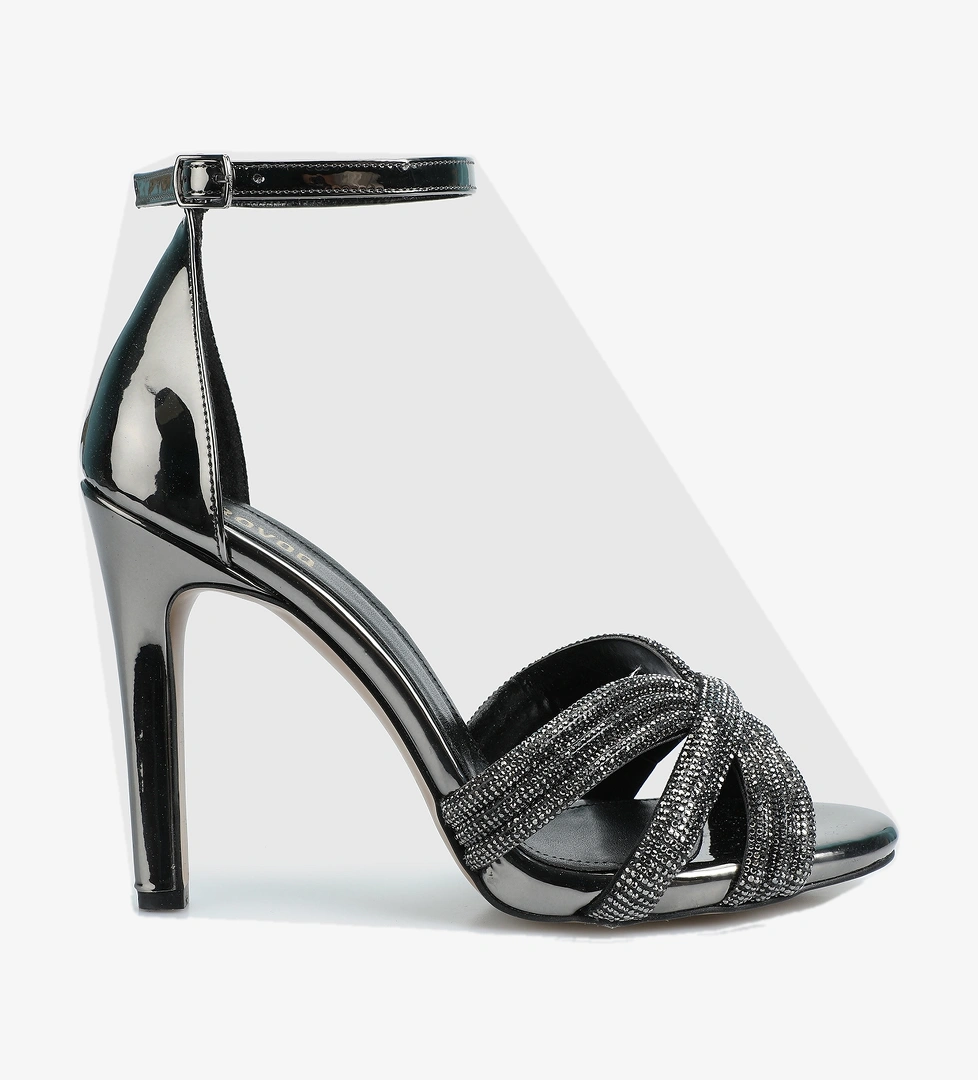 Platin Kadın Topuklu Sandalet - Görsel 1