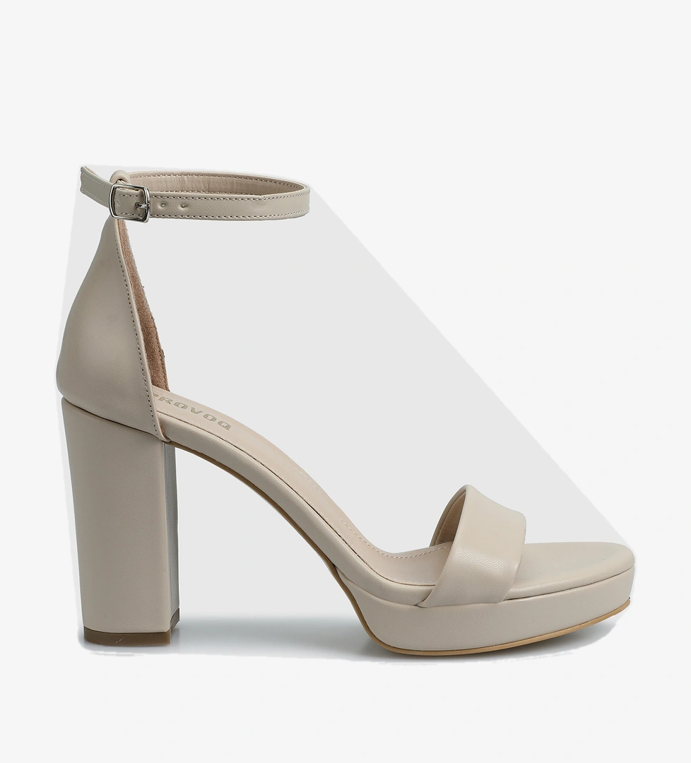 Bej Kadın Topuklu Sandalet - Görsel 1