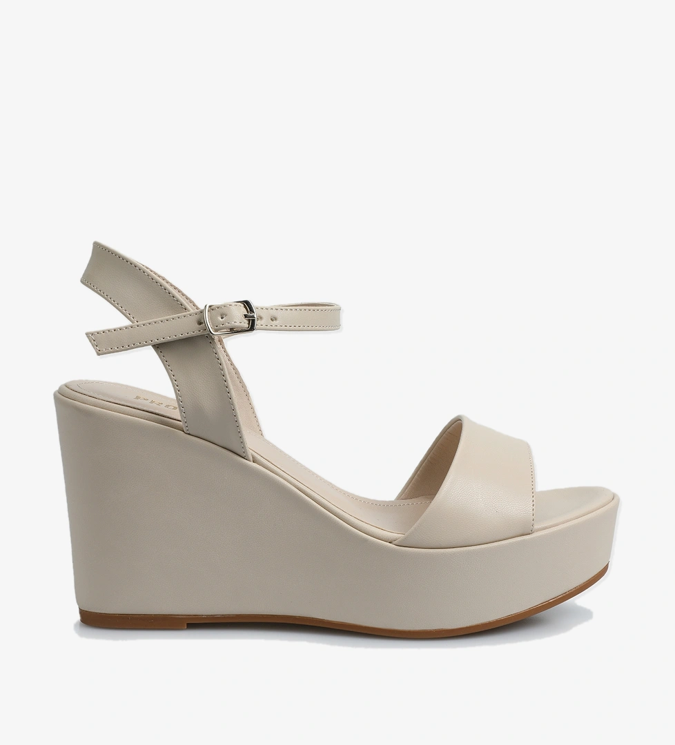 Bej Kadın Topuklu Sandalet - Görsel 1