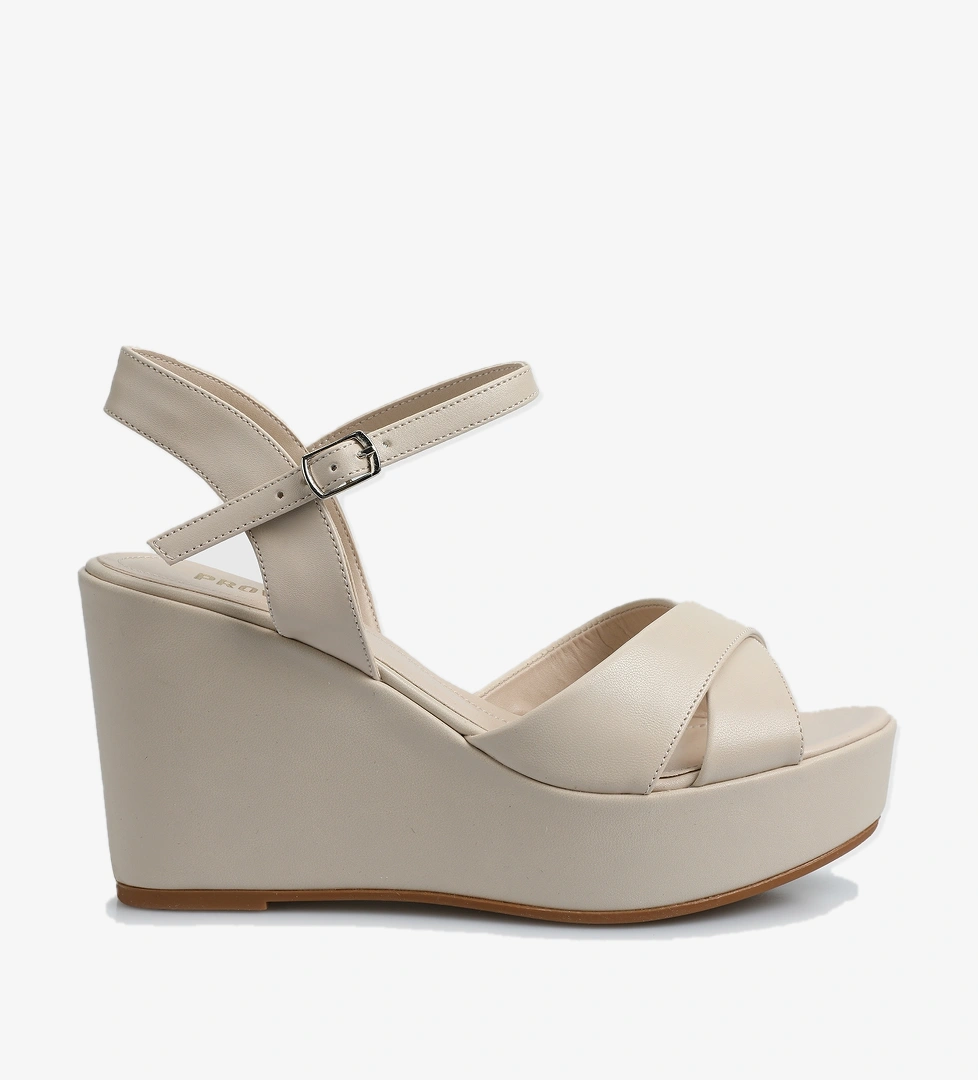 Bej Kadın Topuklu Sandalet - Görsel 1