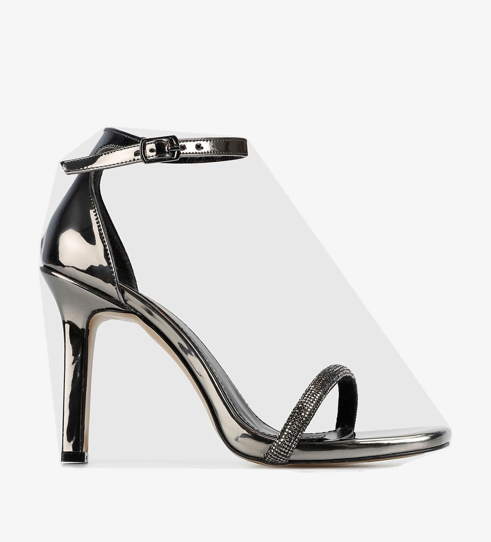 Platin Kadın Topuklu Sandalet - Görsel 1