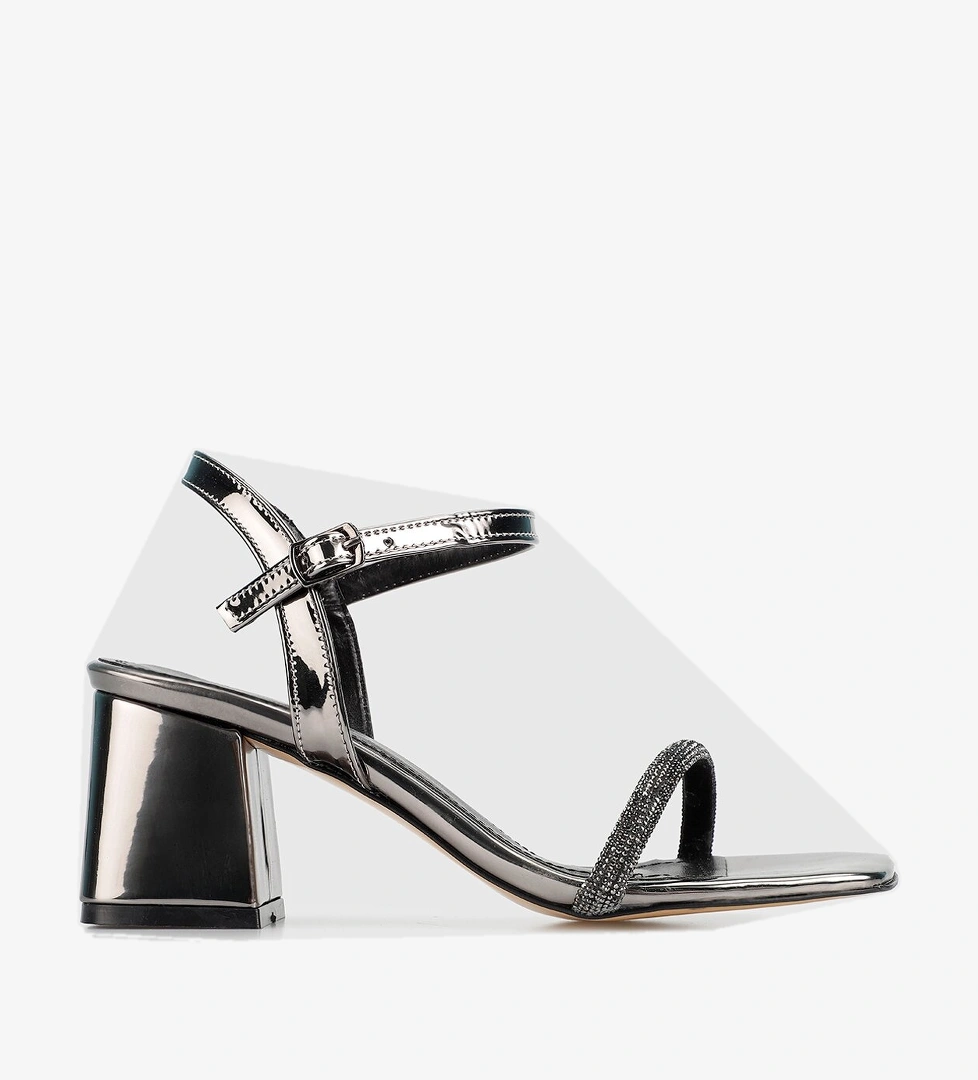 Platin Kadın Topuklu Sandalet - Görsel 1