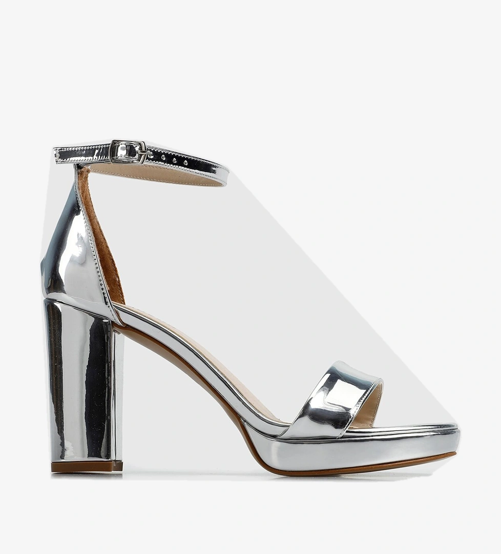 Gümüş Kadın Topuklu Sandalet - Görsel 1