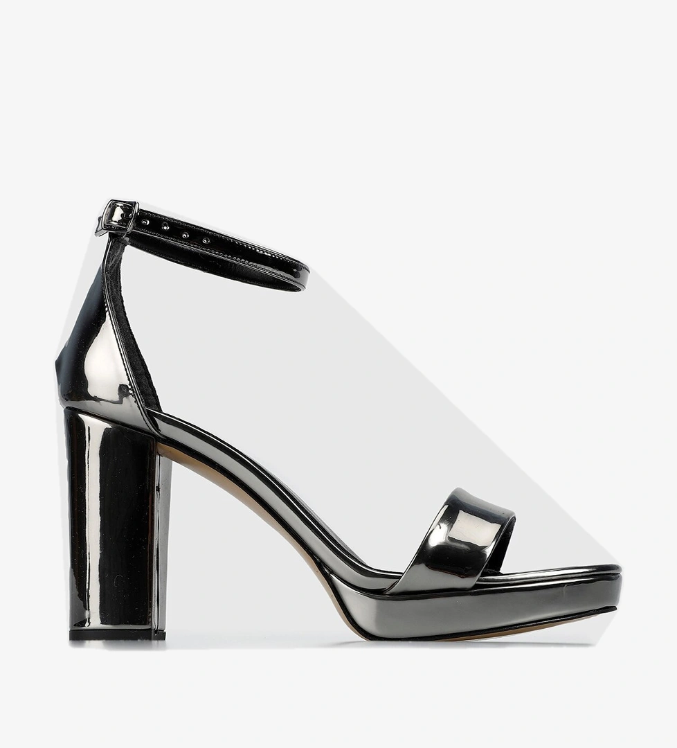 Platin Kadın Topuklu Sandalet - Görsel 1