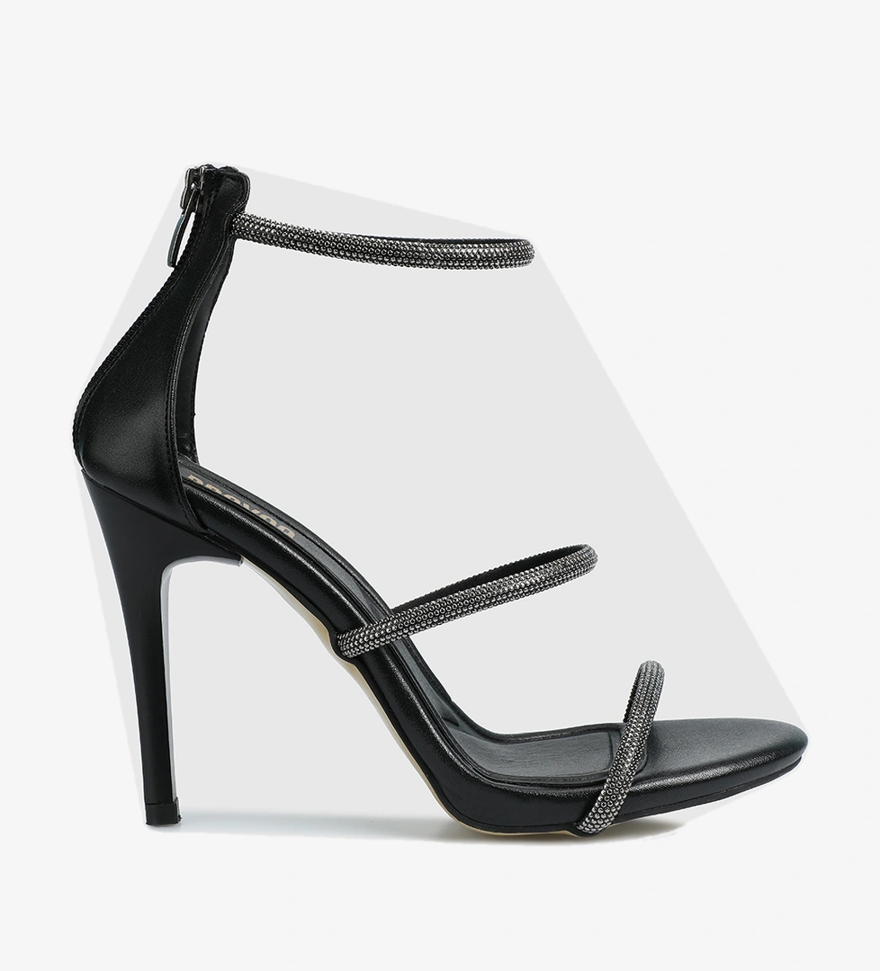 Siyah Kadın Topuklu Sandalet - Görsel 1