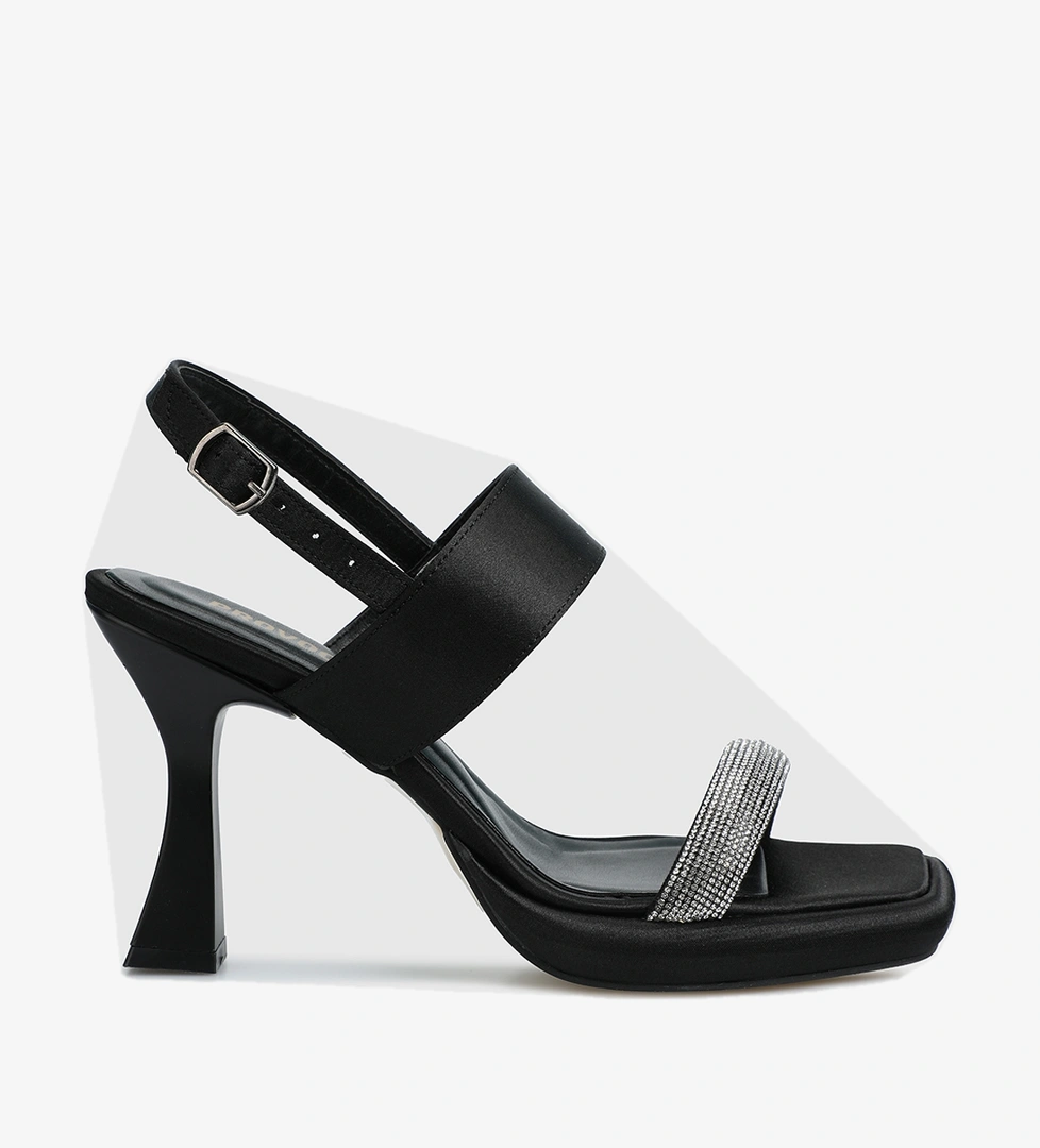 Siyah Kadın Topuklu Sandalet - Görsel 1