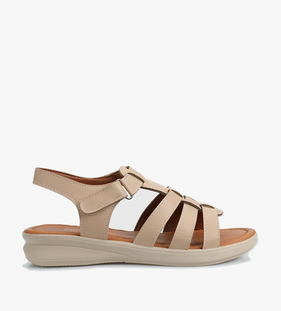 Bej Kadın Düz Sandalet - Görsel 1