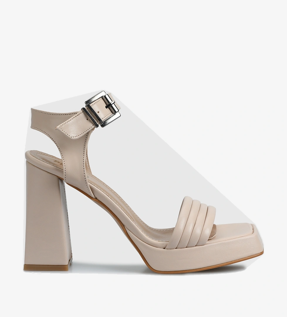 Bej Kadın Topuklu Sandalet - Görsel 1