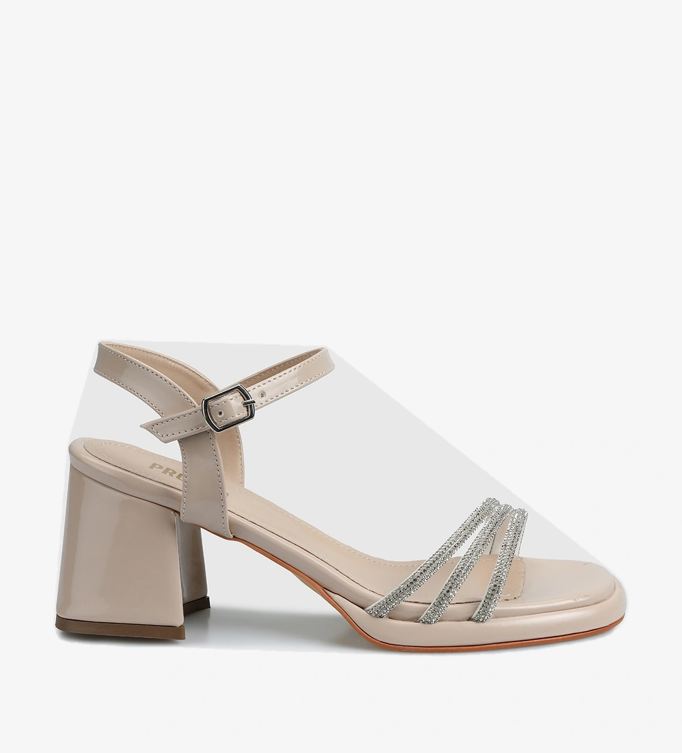 Bej Kadın Topuklu Sandalet - Görsel 1