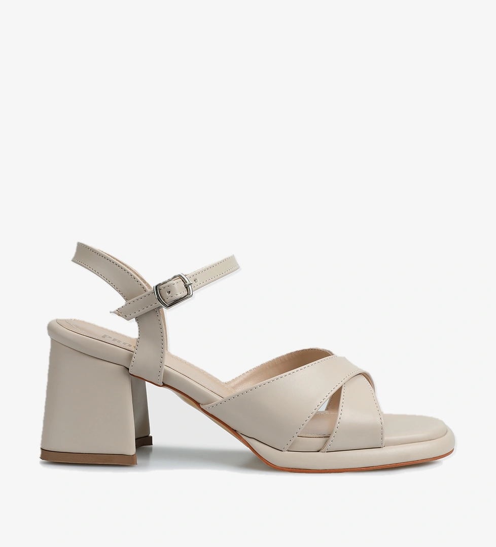 Bej Kadın Topuklu Sandalet - Görsel 1