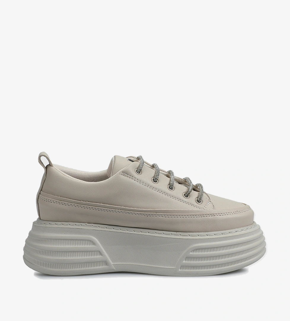 Bej Kadın Sneaker - Görsel 1