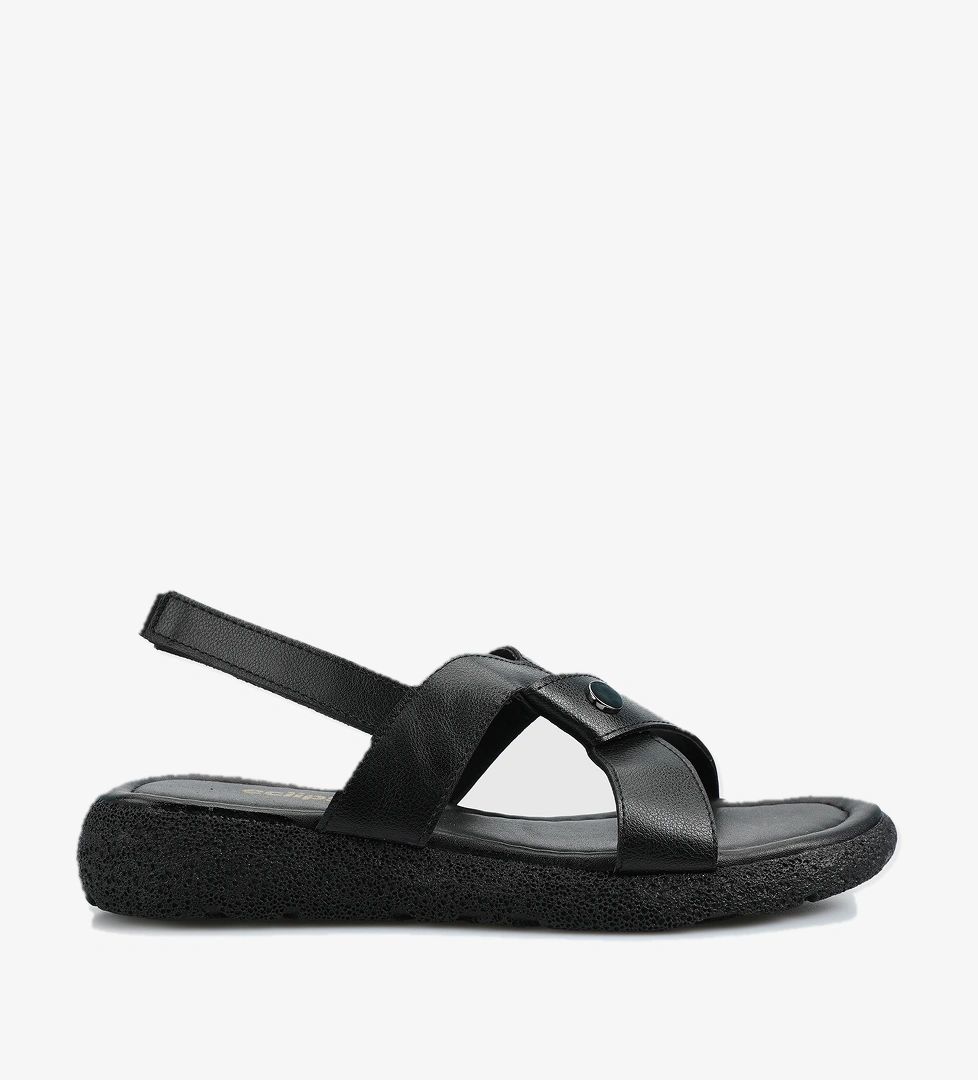 Siyah Kadın Düz Sandalet - Görsel 1