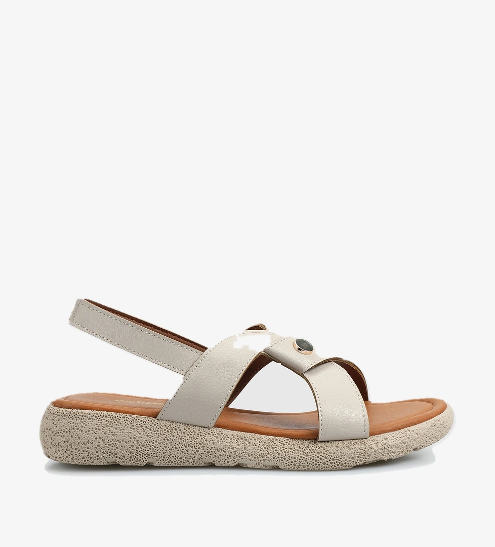 Bej Kadın Düz Sandalet - Görsel 1