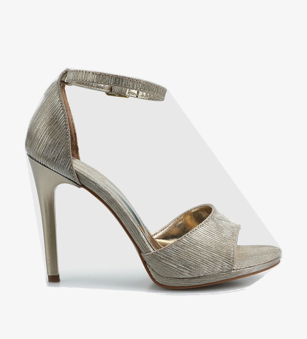 Altın Kadın Topuklu Sandalet - Görsel 1