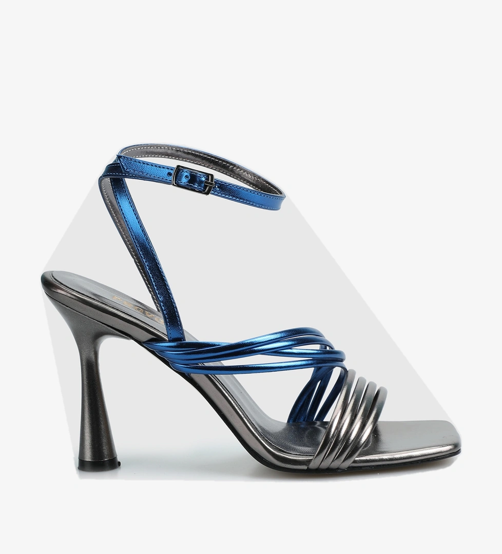 Platin Kadın Topuklu Sandalet - Görsel 1