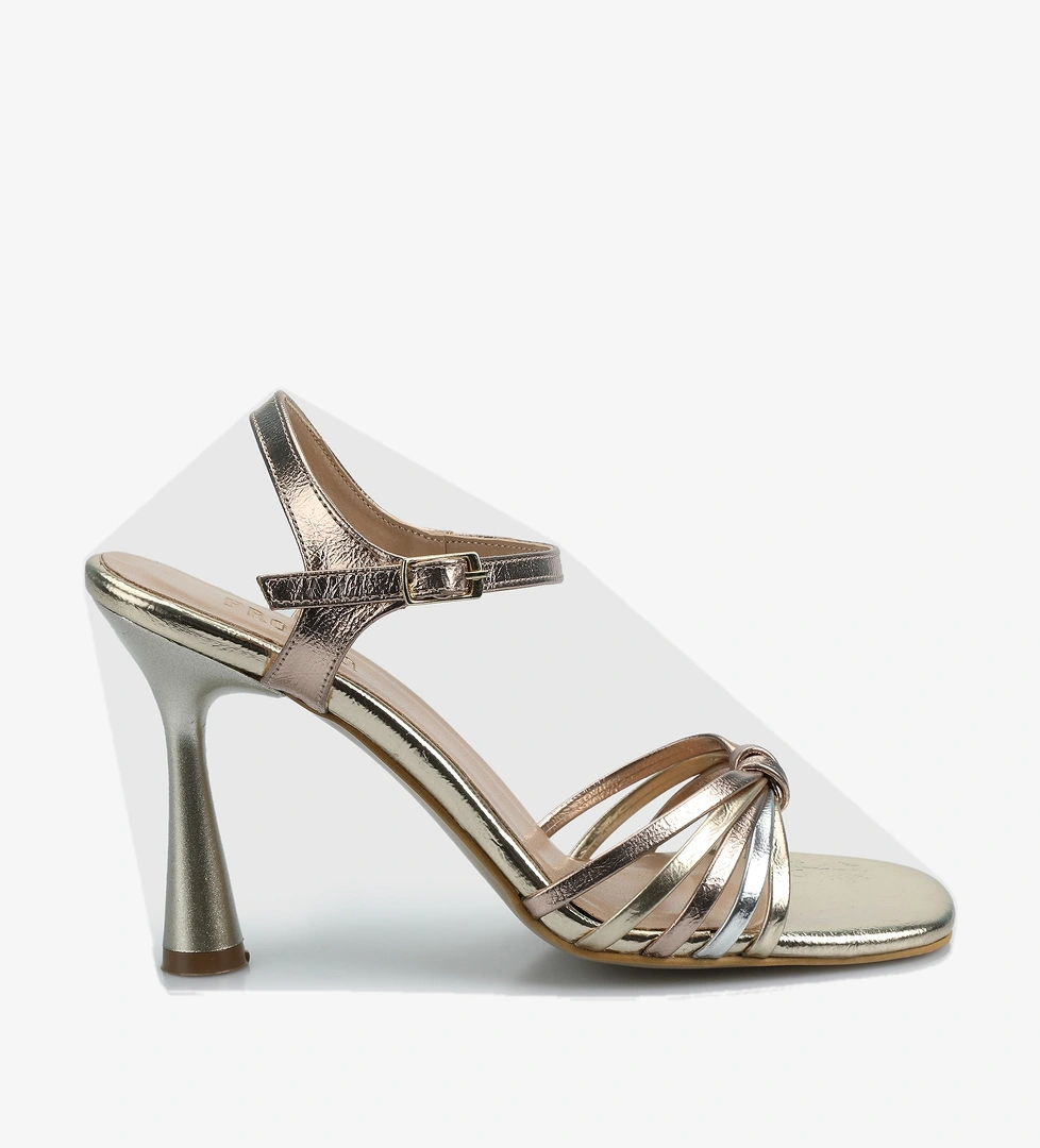 Altın Kadın Topuklu Sandalet - Görsel 1