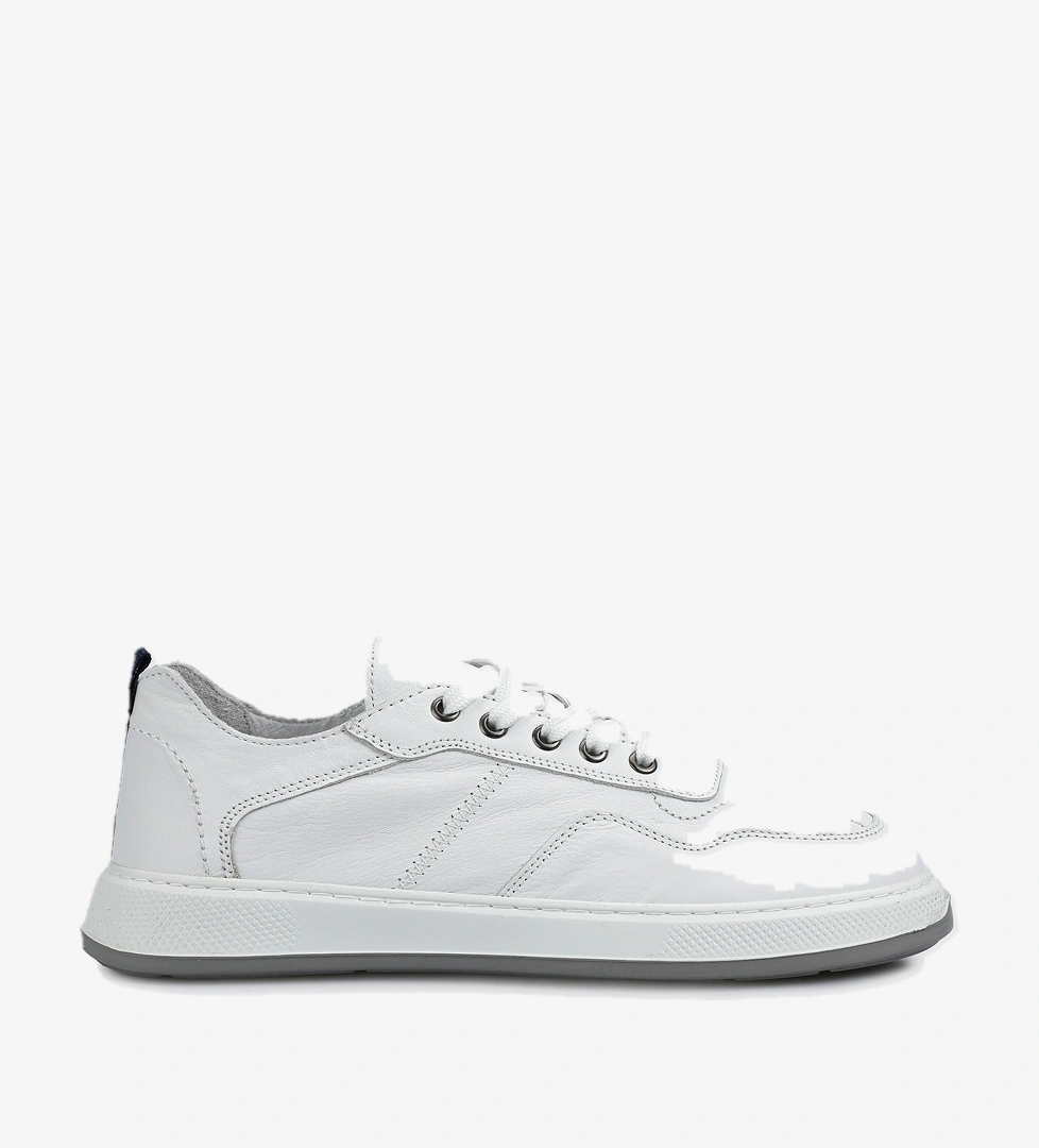 Beyaz Deri Erkek Sneaker - Görsel 1