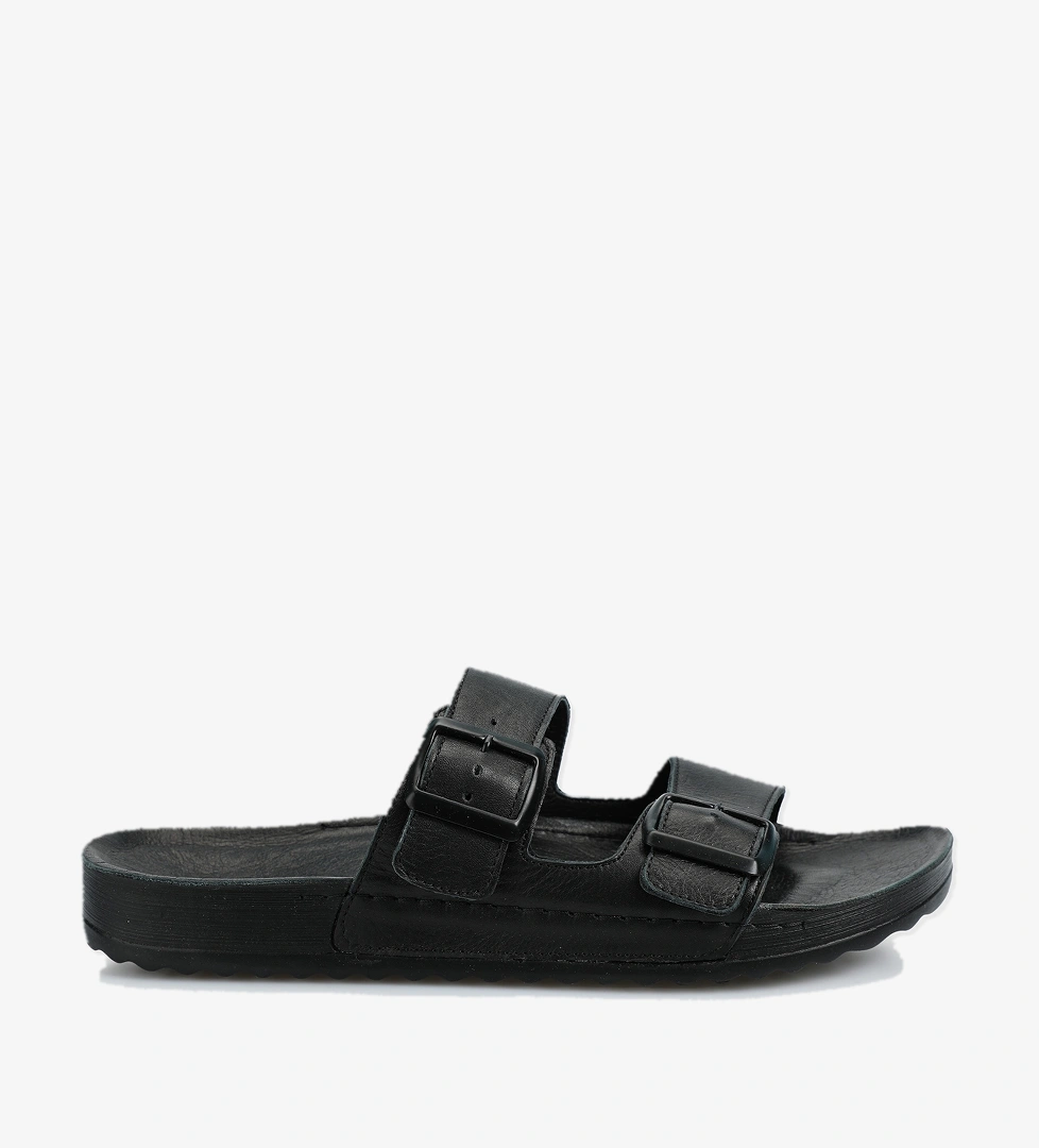 Siyah Deri Erkek Terlik - Görsel 1