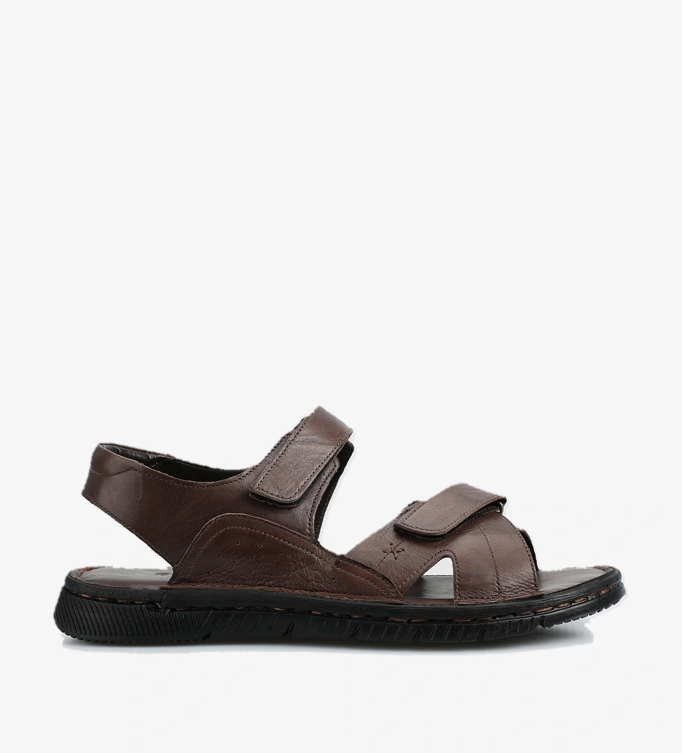 Kahve Deri Erkek Konfor Sandalet - Görsel 1
