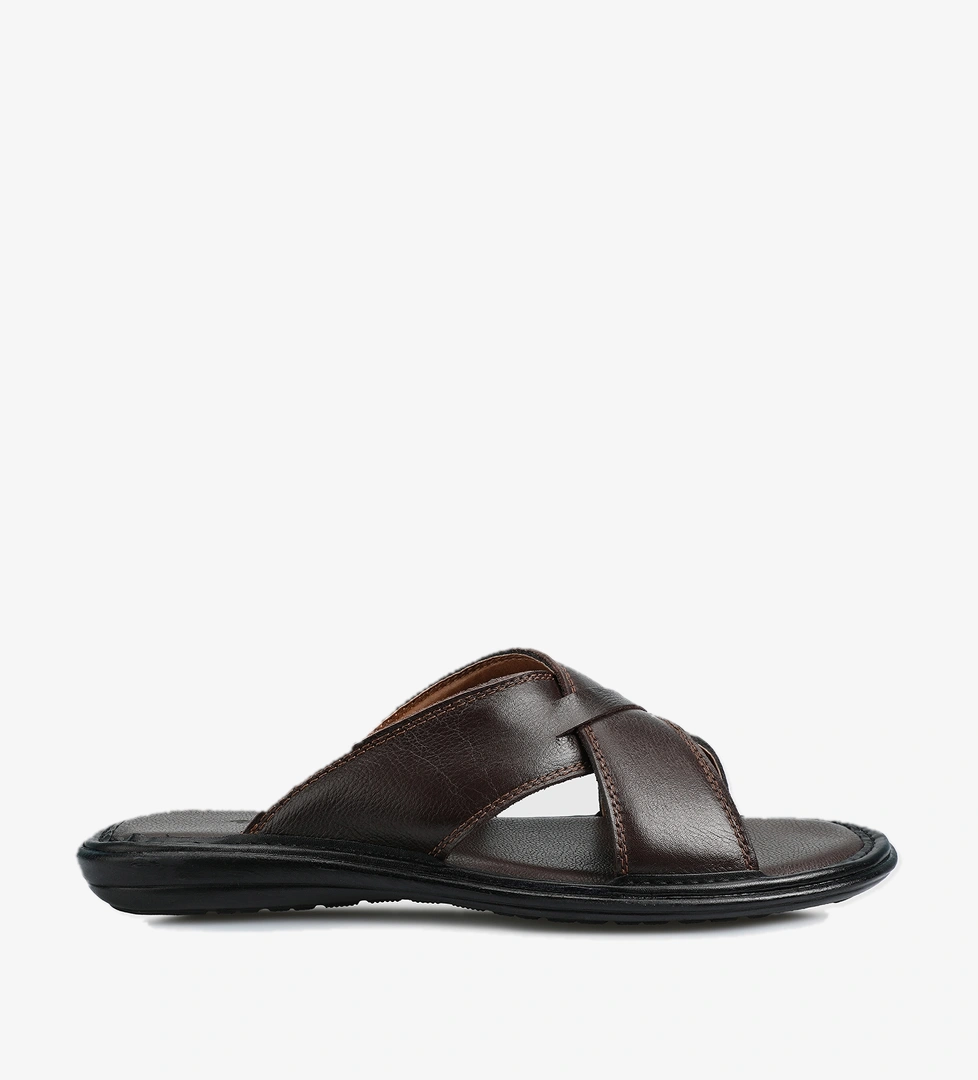 Kahve Deri Erkek Terlik - Görsel 1