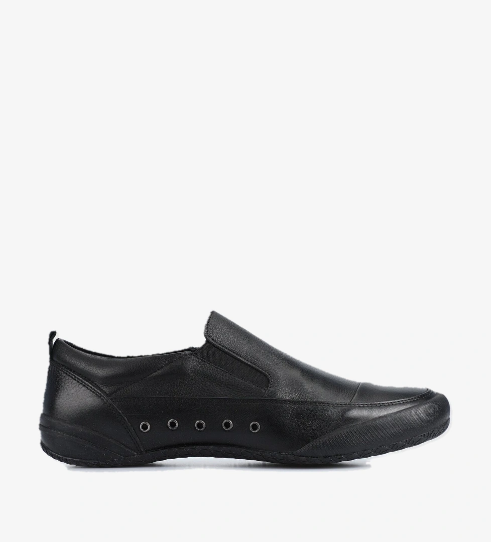 Siyah Deri Erkek Slip-On - Görsel 1