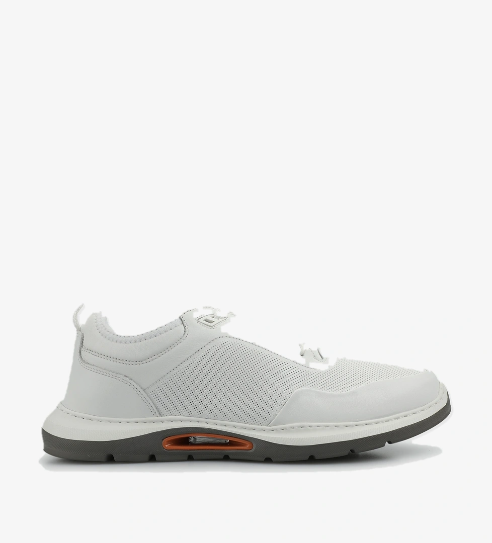 Beyaz Deri Erkek Sneaker - Görsel 1