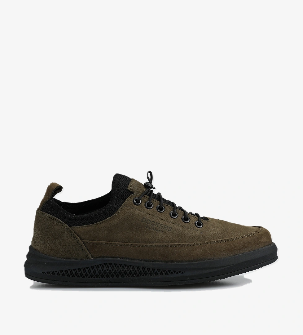 Haki Deri Erkek Sneaker - Görsel 1