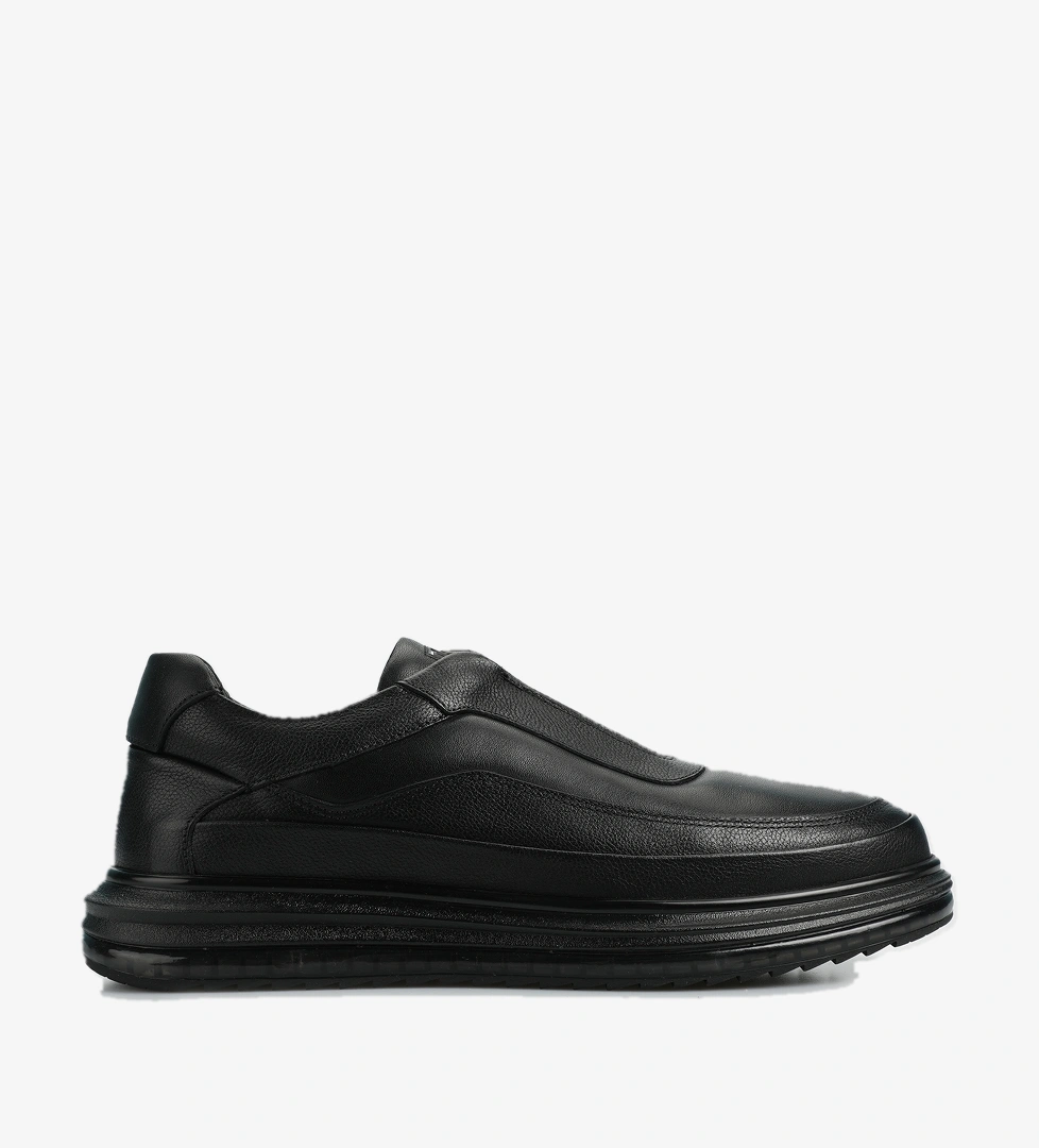 Siyah Deri Erkek Sneaker - Görsel 1