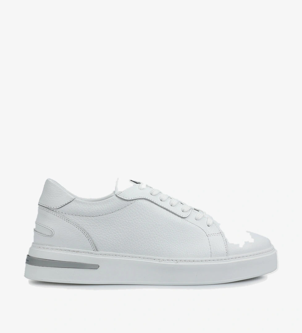 Beyaz Deri Erkek Sneaker - Görsel 1