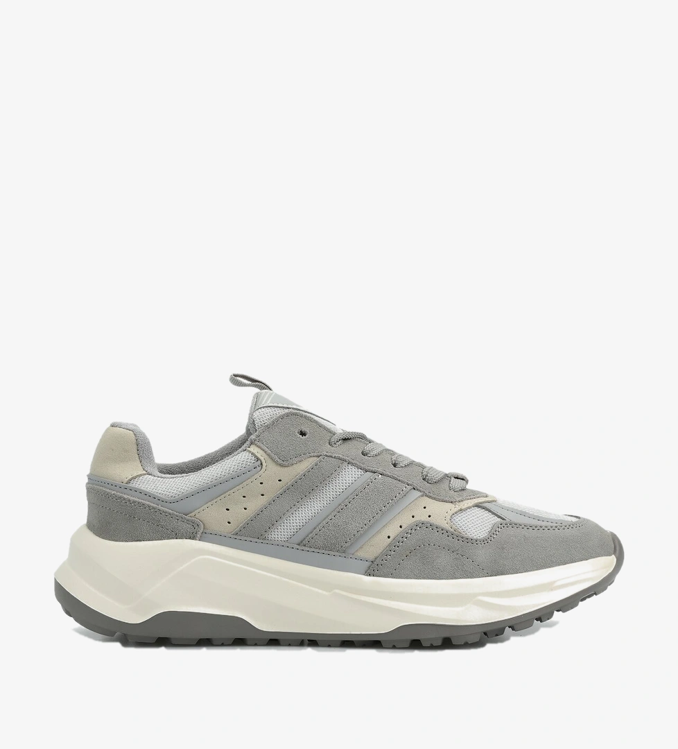 EDUARD Gri Deri Erkek Sneaker