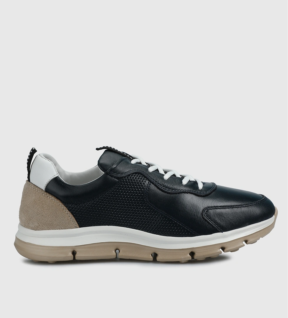 Lacivert Deri Erkek Sneaker - Görsel 1