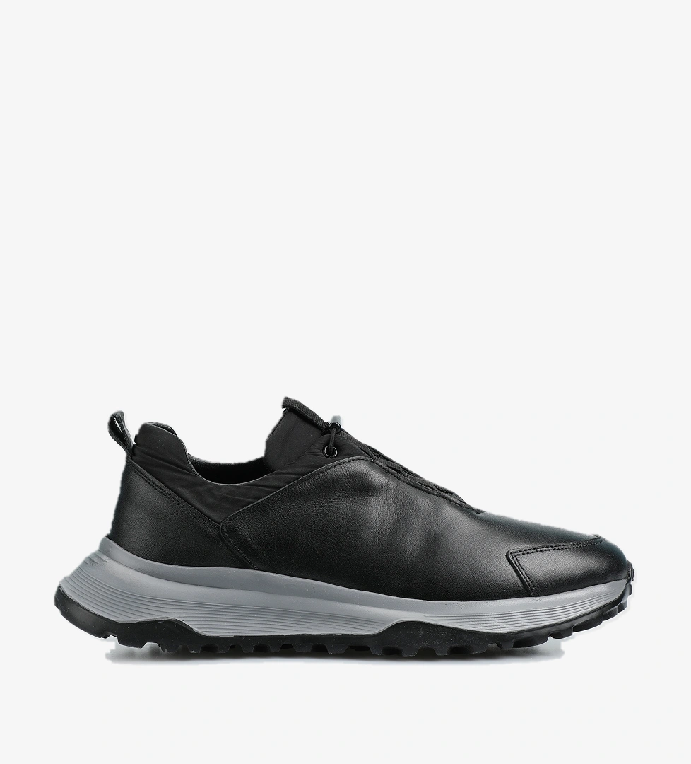Siyah Deri Erkek Sneaker - Görsel 1