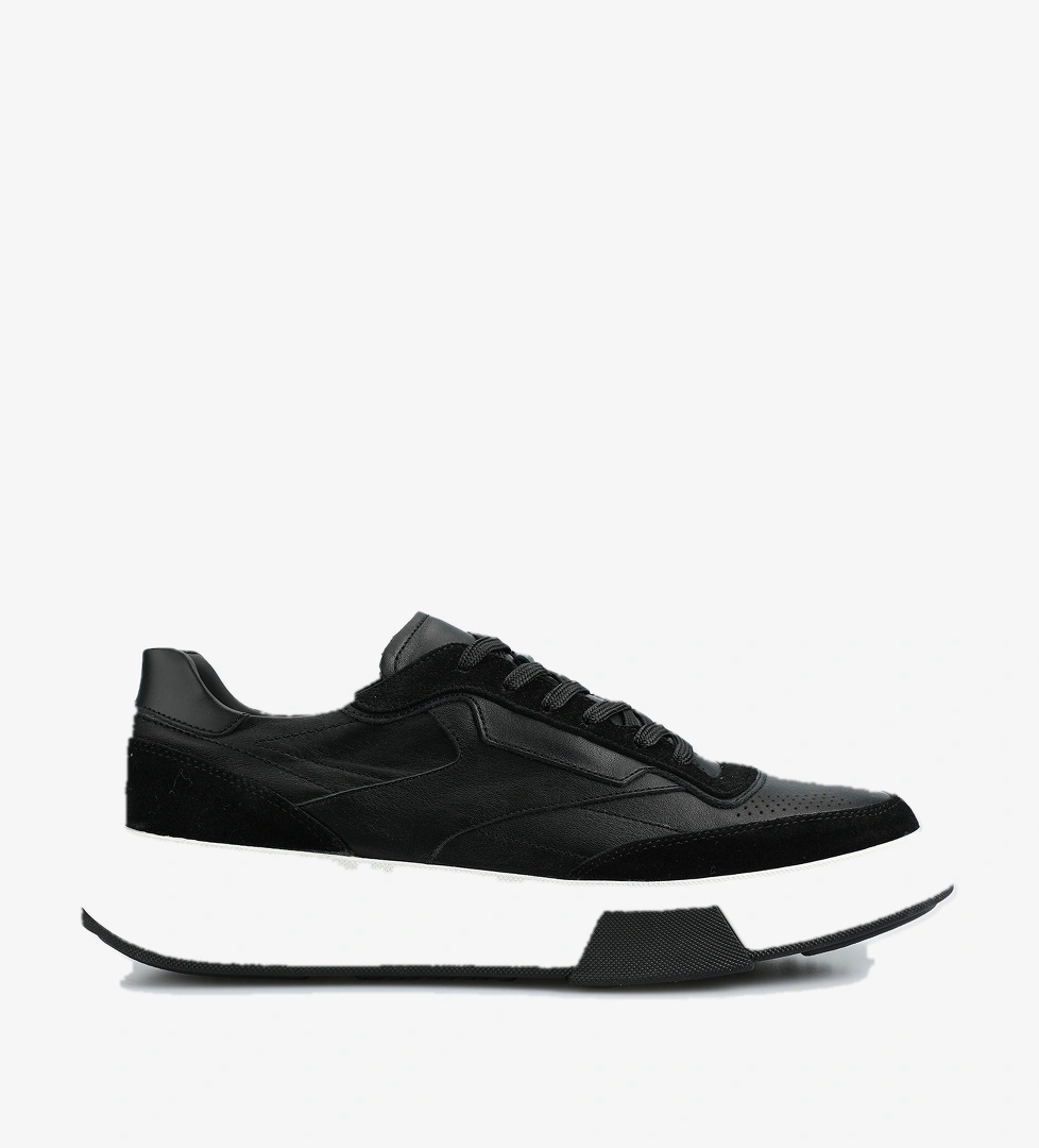 Siyah Deri Erkek Sneaker - Görsel 1