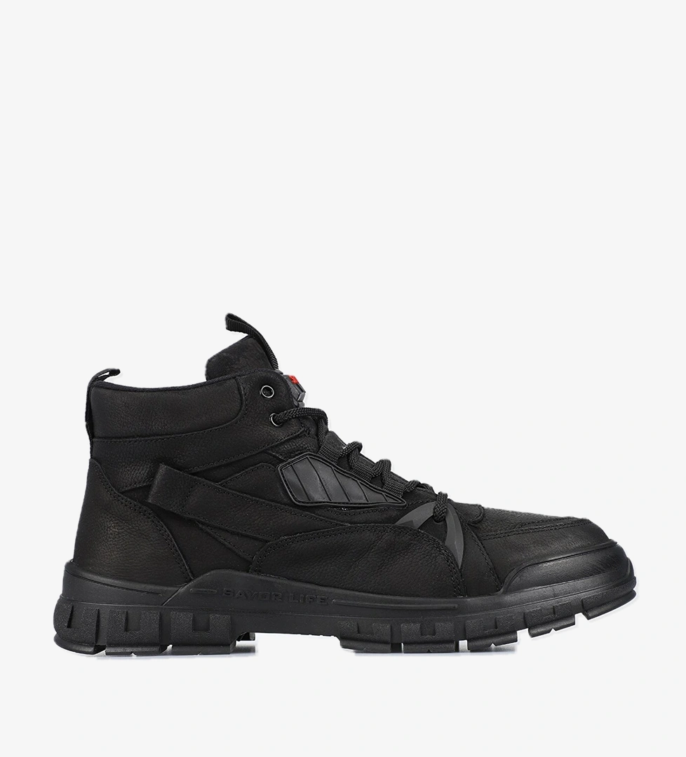 Siyah Deri Nubuk Erkek Asker Botu - Görsel 1