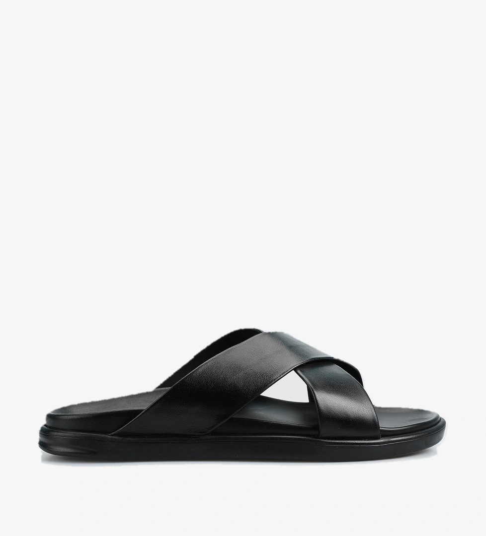 Siyah Deri Erkek Konfor Terlik - Görsel 1